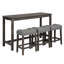 Ensemble de table de bar 3 personnes avec prise de courant Tasneema, ensemble de table de bar et de chaises, ensemble de table de bar avec 3 tabourets rembourrés-1090511484