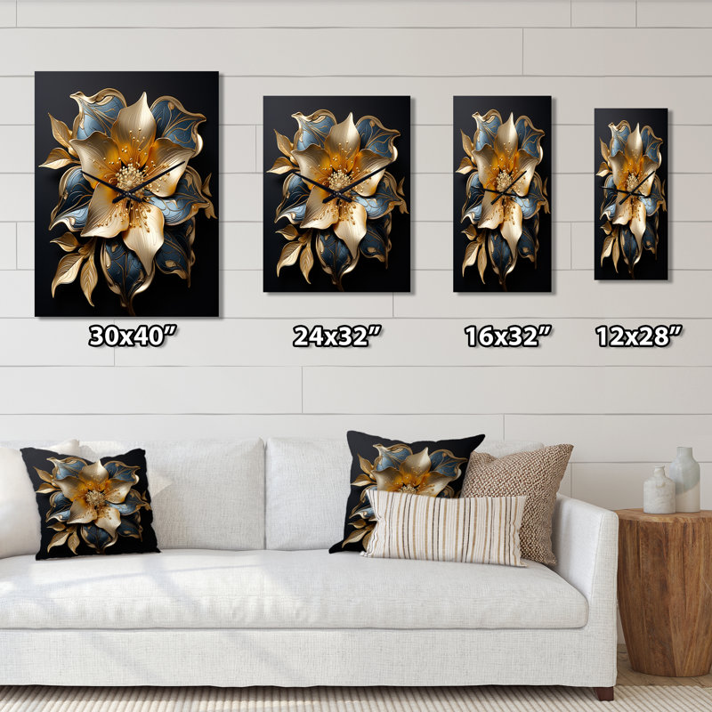 Horloge murale surdimensionnée Golden Lily, Moyen