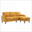 Canapé modulaire, canapé en chenille 3 places avec repose-pieds de rangement Porte-gobelets | Jaune moutarde-1639619570