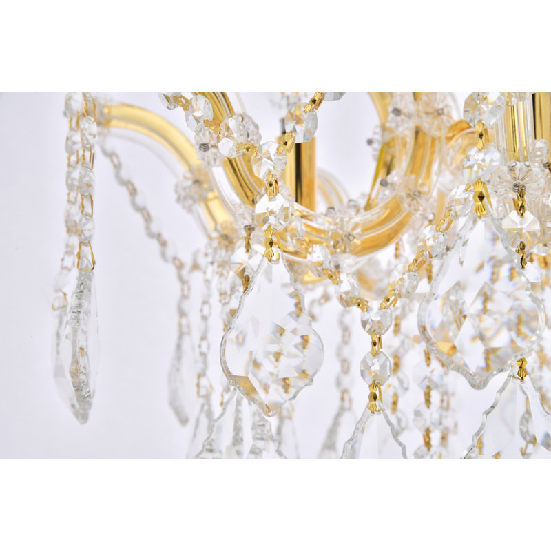 Cristal taillé royal transparent Maria Theresa Maxfield, Doré, H 15 po x l 18 po x P 18 po, Six lumières