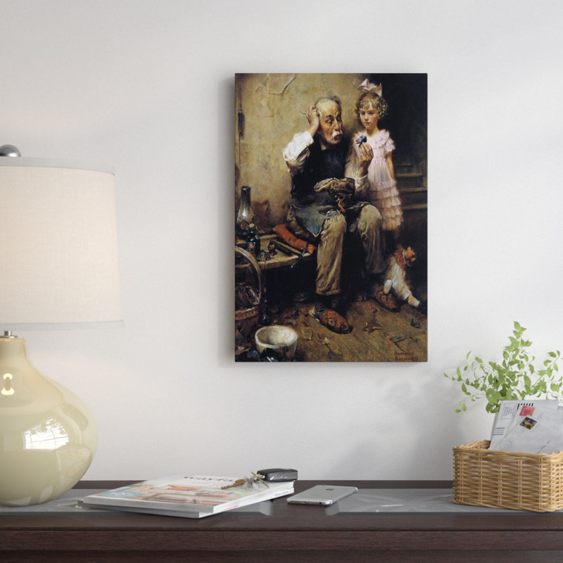 « cobbler etudieing » par norman rockwell, reproduction d’art sur toile tendue, H 18 po x l 12 po x P 1,5 po