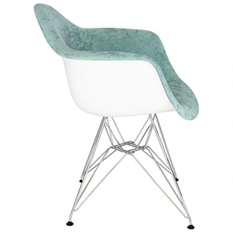 Bullsbrook Upholstered Accent Arm Chair with Metal Legs Eiffel Base Design, Teal Velvet