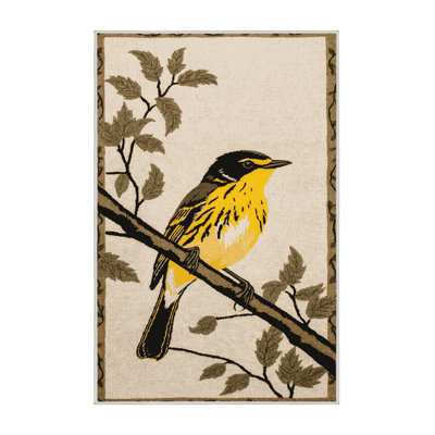 Washable Yellow Warbler Birds Area Rug