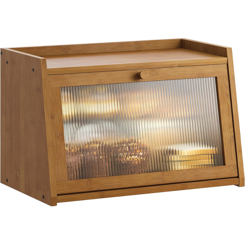 Bread Box For Kitchen Countertop Large Bread Box Farmhouse Bread Container Bread Storage With Window Bread Holder,Coffee