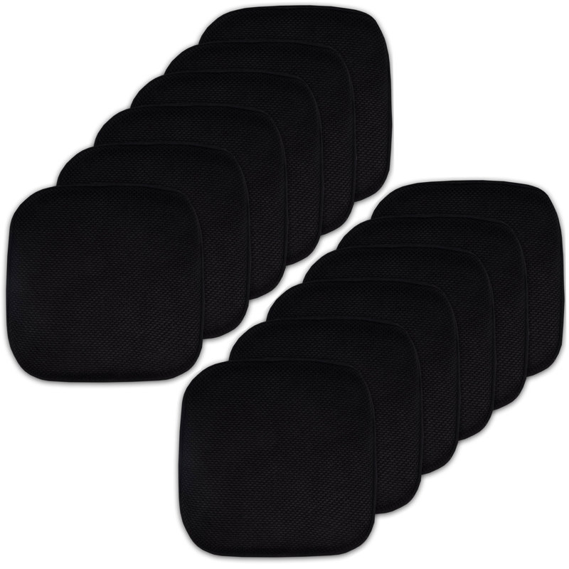 Coussins de chaise antidérapants Honeycomb, Noir, noir, noir, noir, Paquet de 12