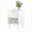 Table de chevet blanche moderne avec 1 tiroir, tablette ouverte et poignée dorée