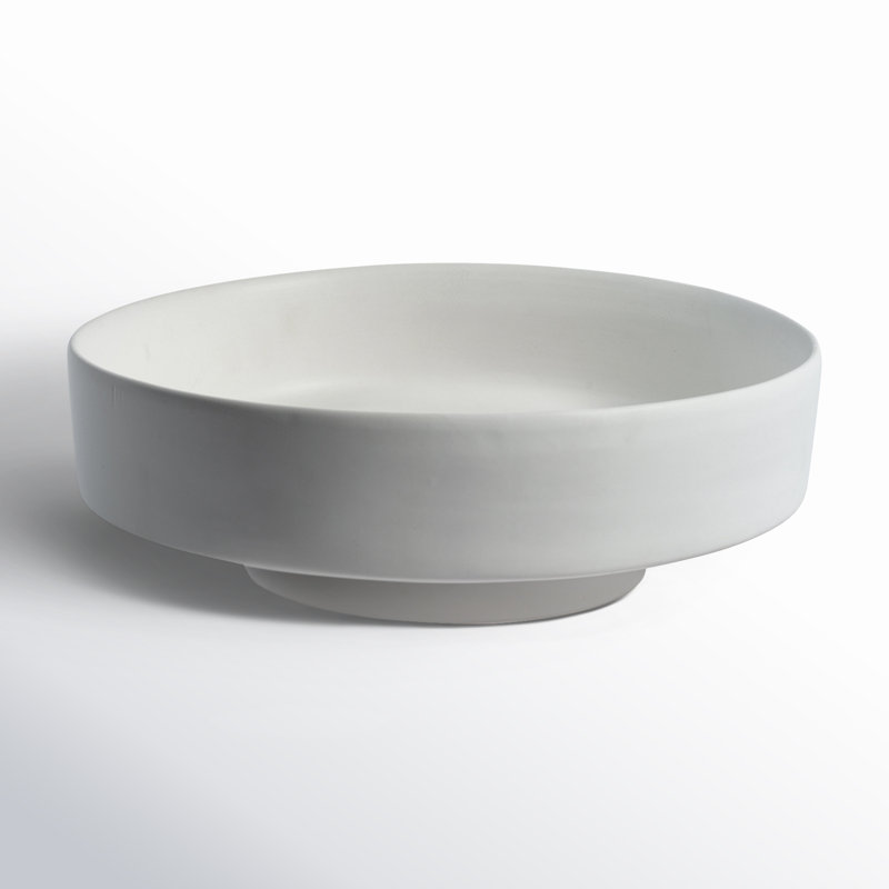 White Round Ceramic Centerpiece Bowl with Stand
