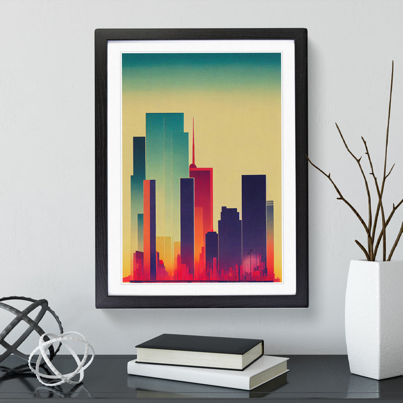 Sweet City Skyline - Single Picture Frame Print, Black, 46cm H x 34cm W x 2cm D