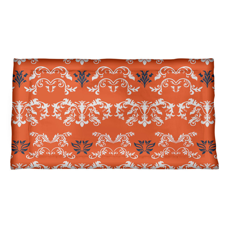 Football Baroque Pattern Pillow Sham, Microfiber, King, Orange/White/Blue