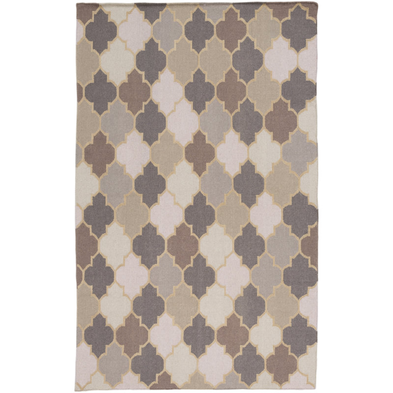 Tapis gris anthracite / crème en laine tissé à la main Crispin, Rectangle 3 pi 6 po x 5 pi 6 po