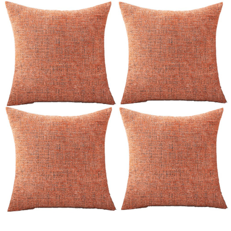 Housse de coussin en chenille 18 po, Orange, H 18 po x l 18 po x P 5 po, Coton