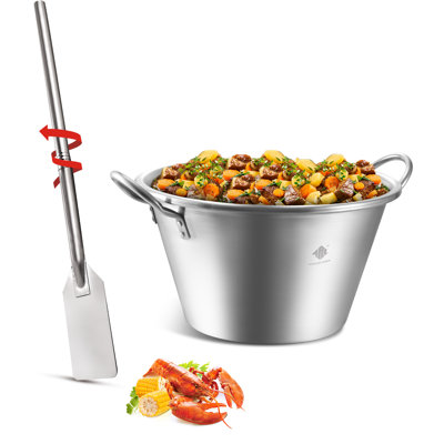 ARC Stainless Steel 21 Inches Heavy Duty Mexican Cazo Para Carnitas with 36" Mixing Paddle,41QT Large Outdoor Wok Great for Carnitas and Braising