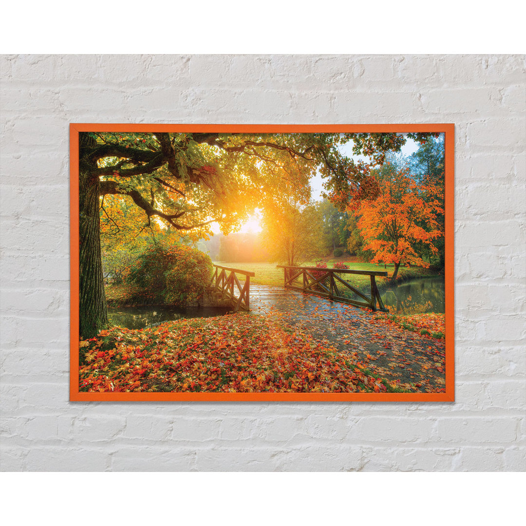 Woodland Bridge Autumn Tranqulity - Einzelner Bilderrahmen Kunstdrucke