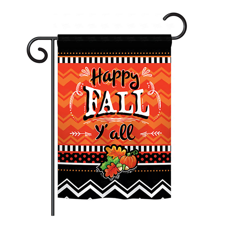 Drapeau de maison en polyester 2 côtés happy automne, H 18,5 po x l 13 po
