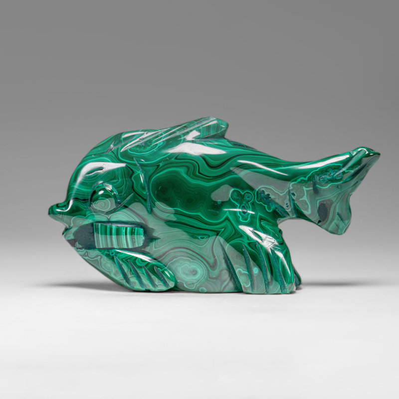Genuine Polished Malachite Fish Carving (280 Grams)