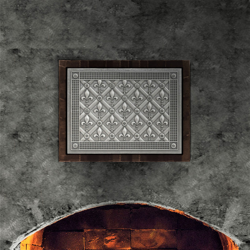 Fleur De Lis 12 in. x 16 in. Hand Painted Metal Decorative Accent, Gray/Silver