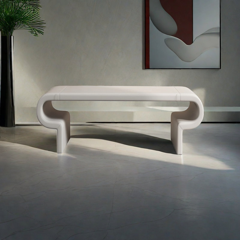 Ruperto Leather Match Upholstered Bench, 16.14" H x 47.24" W x 15.74" D