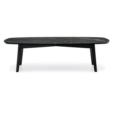 Abrey Elliptical Coffee Table With Wooden Base
