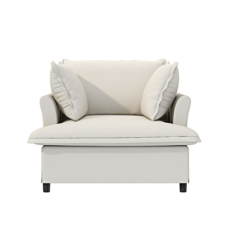 Canapé rembourré à une place avec coussins, Beige