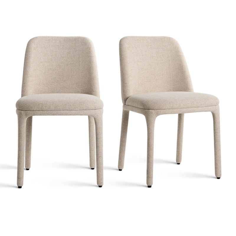 19.5" Seat Height Upholstered Fabric Dining Chair, Oatmeal