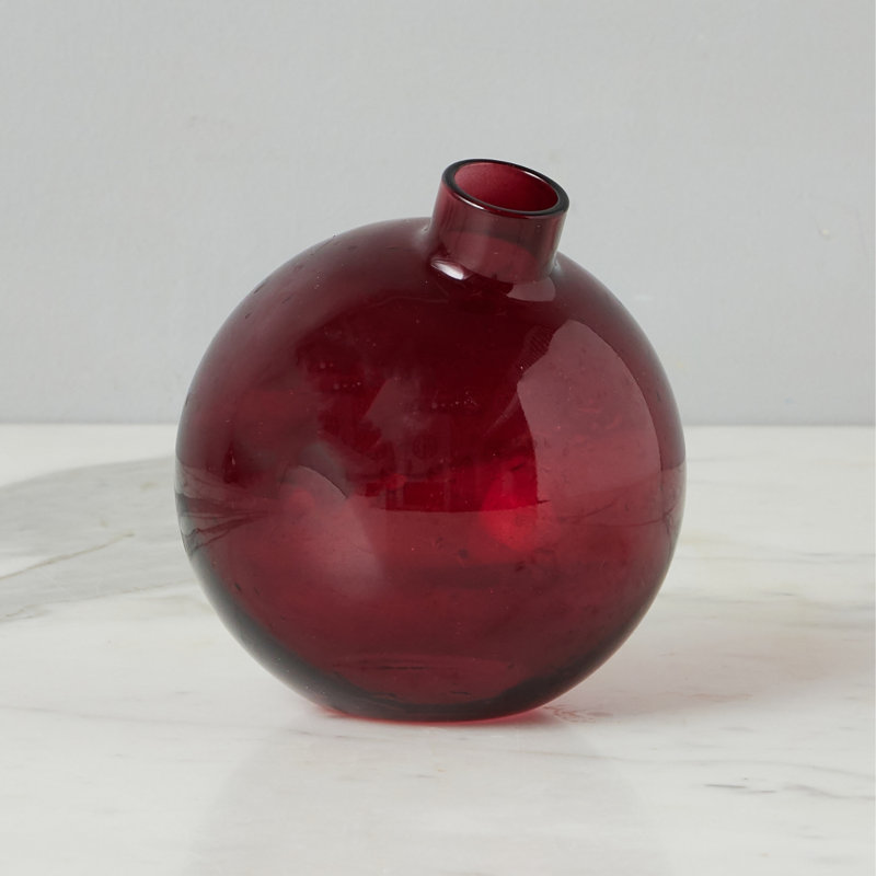 Glass Sphere Bud Vase, Merlot Red