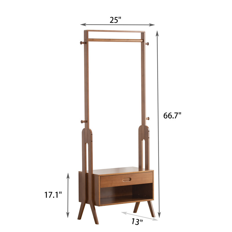 Parowan Wood Clothing Rack, 67.5" H x 25" W x 13" D