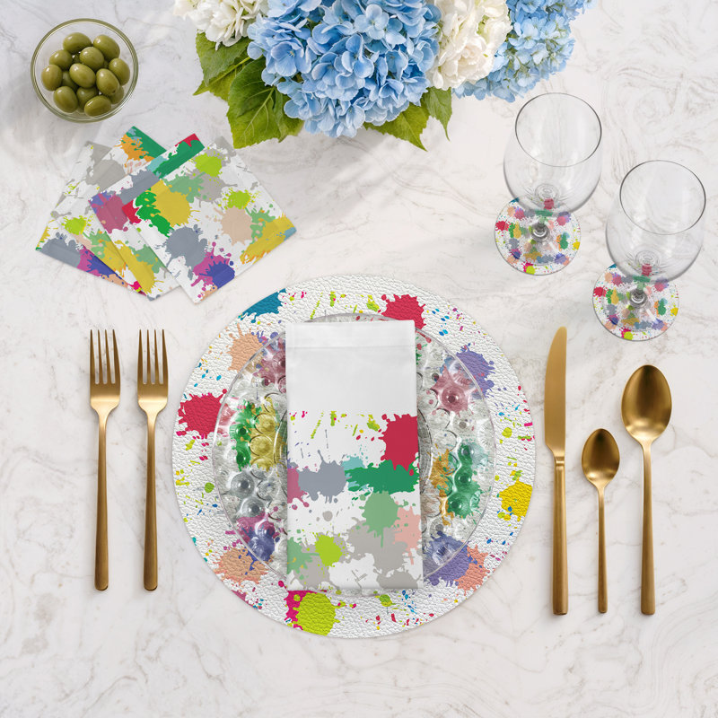 Paint Splatter Hemstitch 22" Linen/Cotton Napkin