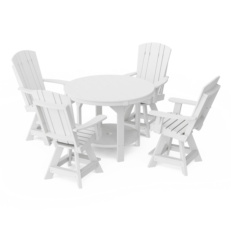 Heritage 5-Piece Round Counter Height Dining Set With Swivel Chairs, White