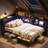 Daybed With 2 Drawers Led Corner Bed With Bookcase & Charging Station Metal Platform Bed Frame For Bedroom, Guest Room-781603190