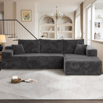 Nathasa 2 - Piece No Assembly Required Compression Sectional, Free Combination Upholstery Sofa with L-Shape Chaise, Deep Seat Modular Couch for Living Room Bedroom