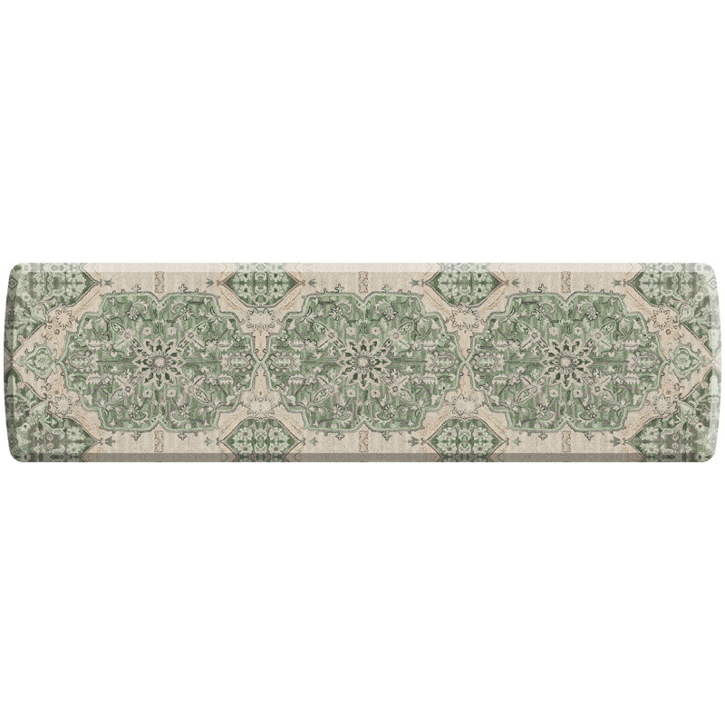 Tapis de cuisine Designer Comfort Anti-Fatigue - vert médaillon Paloma, 30 po x 108 po, Vert