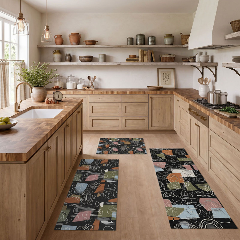 Abstract Shapes Non-Slip Washable Kitchen Mats