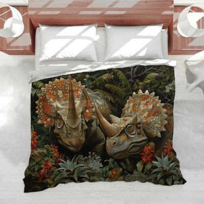 Dolphin White Blue White/Blue Microfiber Duvet Cover