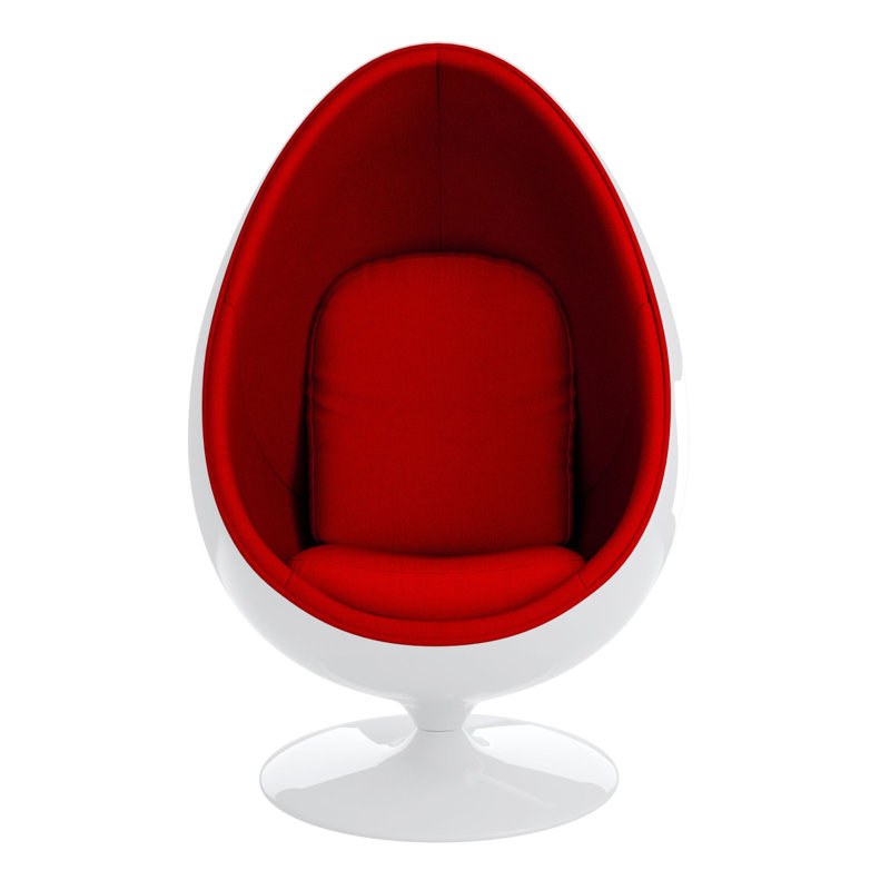 Chaise de patio pivotante avec coussins, Polyester rouge / laine cachemire, Blanc