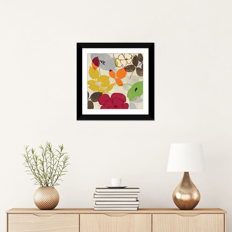 « fantaisie », reproduction sur toile, H 16 po x l 16 po x P 1 po, Papier d'art encadré noir, Blanc