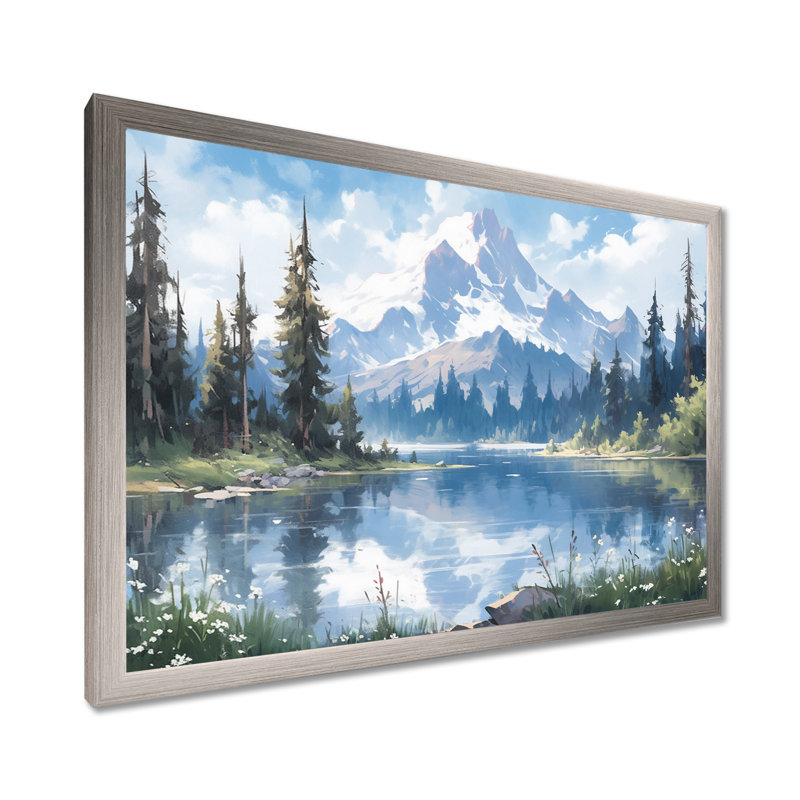 «Mountain View Bliss III - Countryside», reproduction d'art sur toile encadrée, H 16 po x l 32 po, Cadre photo unique