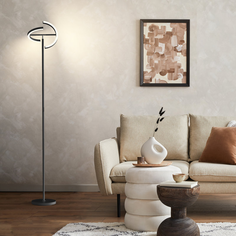 Lampe torchère sur pied à DEL 69 po avec télécommande Topanga, Noir mat