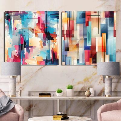 Cristiona - Abstract Square Collage Set Of 2