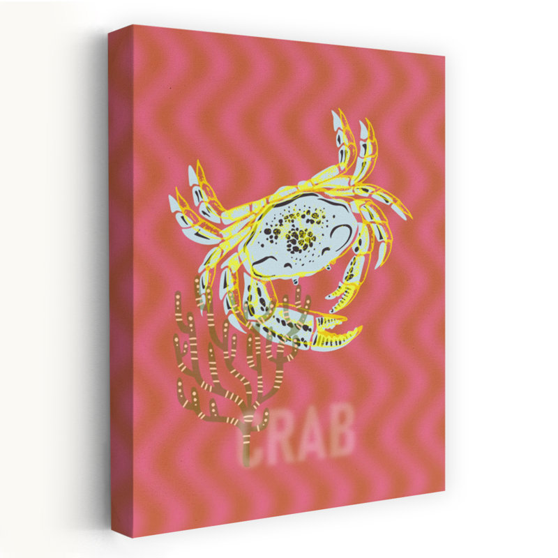 «Crabe de mer» abstrait, art mural coloré, plage, crabe moderne et coloré, H 18 po x l 12 po