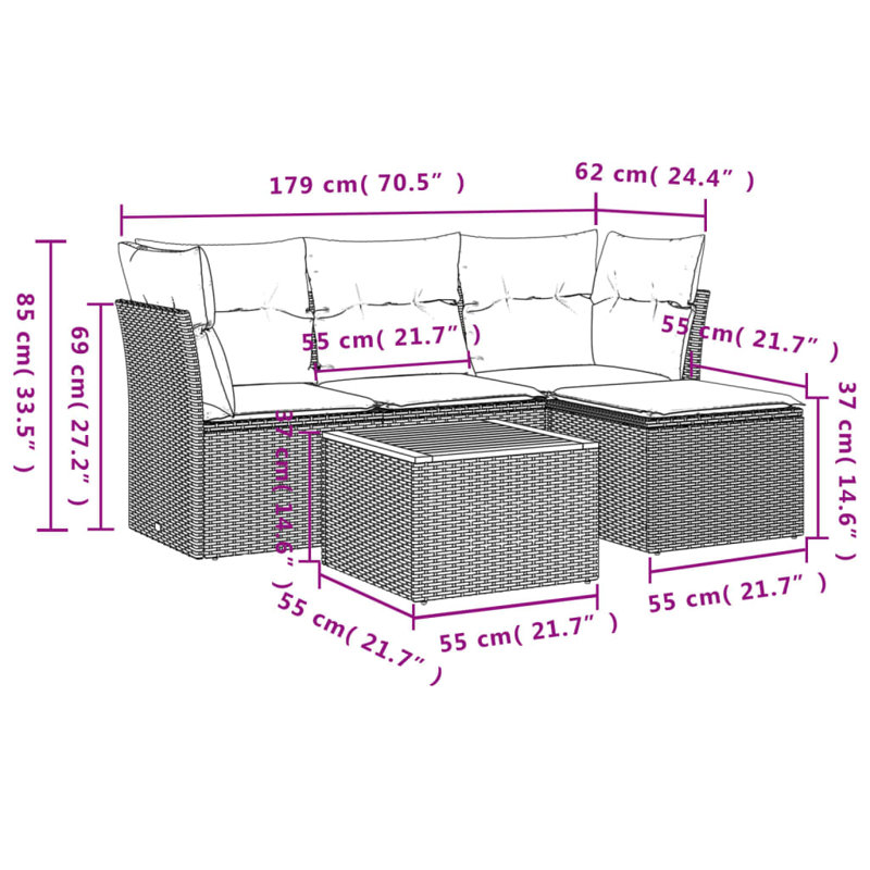 Ensemble de canapé de jardin Vidaxl gris