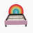 Upholstered Platform Bed with Rainbow Design