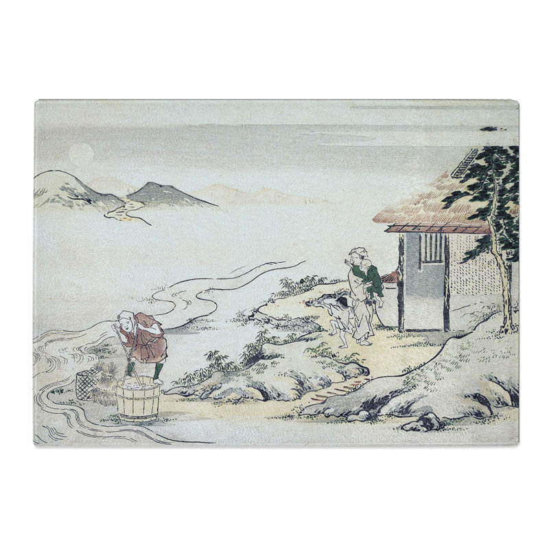 Tempered Glass Full Moon at the Harvest by Kitagawa Utamaro Chopping Board, 39 cm x 28.5 cm