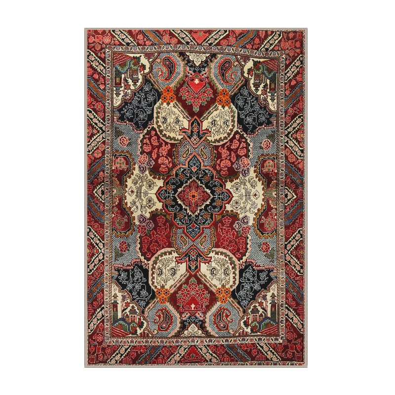 Tapis rouge à motif cachemire, Rectangle 5 pi x 7 pi