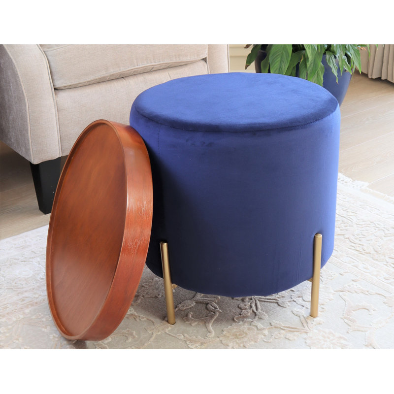 Connell 43cm Wide Round Solid Colour Standard Ottoman