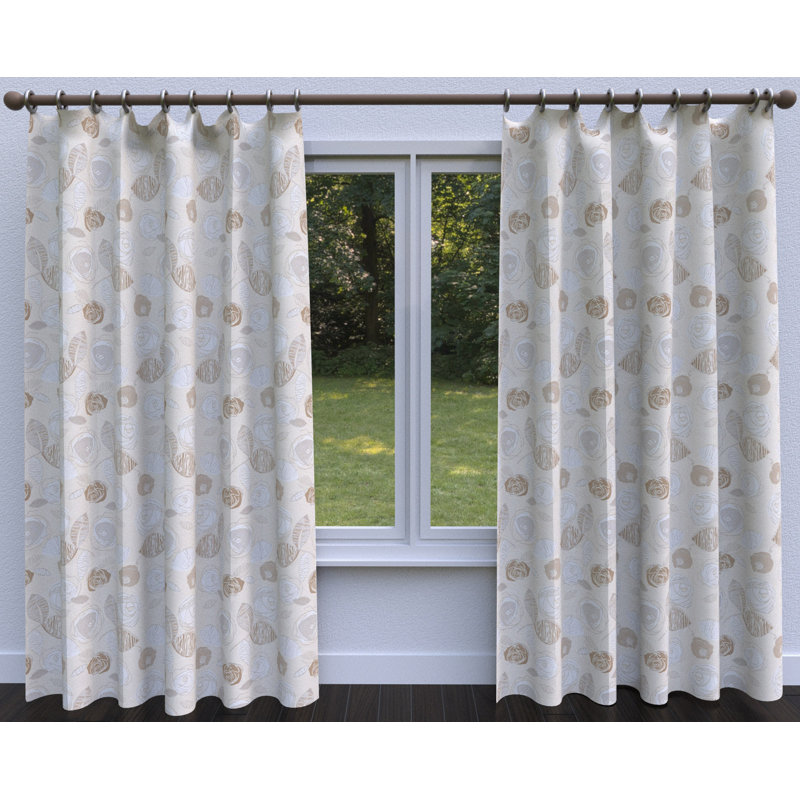 Tissu tweed feuilles et roses, Beige clair