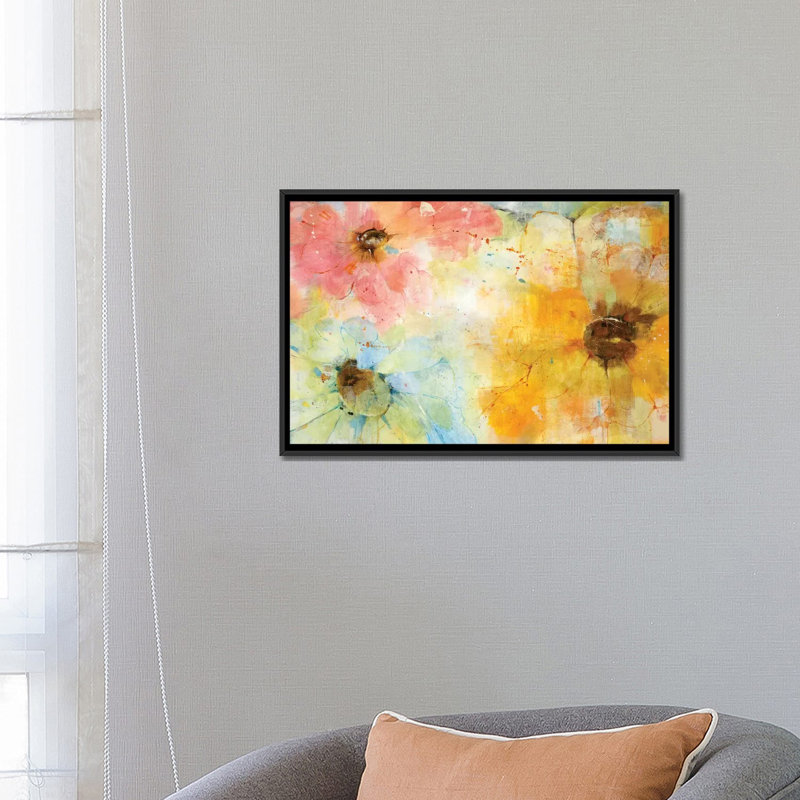 « trio », impression sur toile, H 18 po x l 26 po x P 1,5 po, Toile avec cadre noir, Pas de tapis