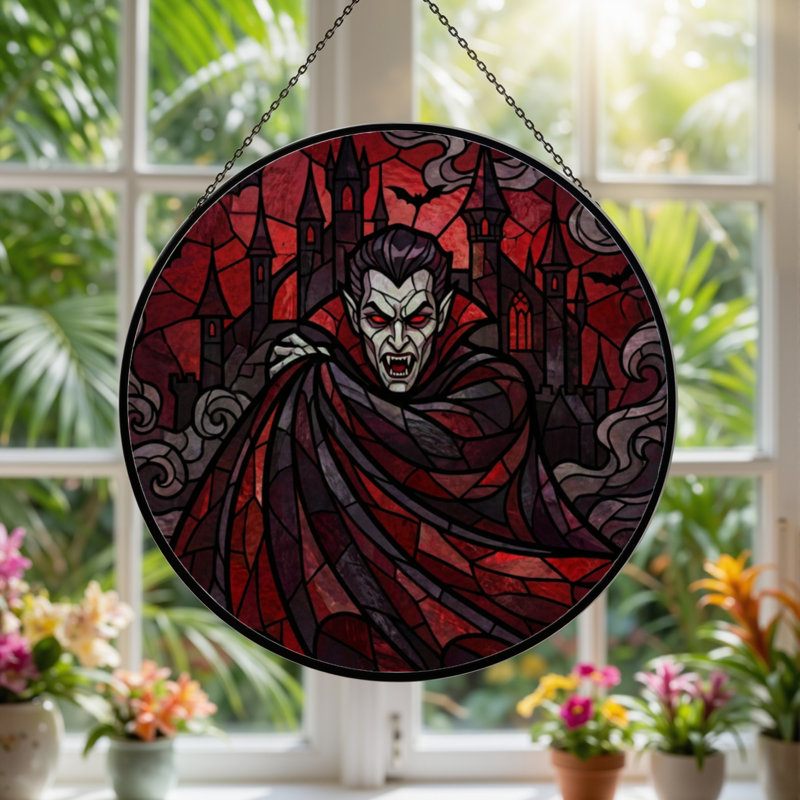 Panneau de vitrail 12 "H Vampire Castle