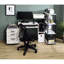Bureau en métal et en placage de papier avec plateau à clavier blanc antique et noir