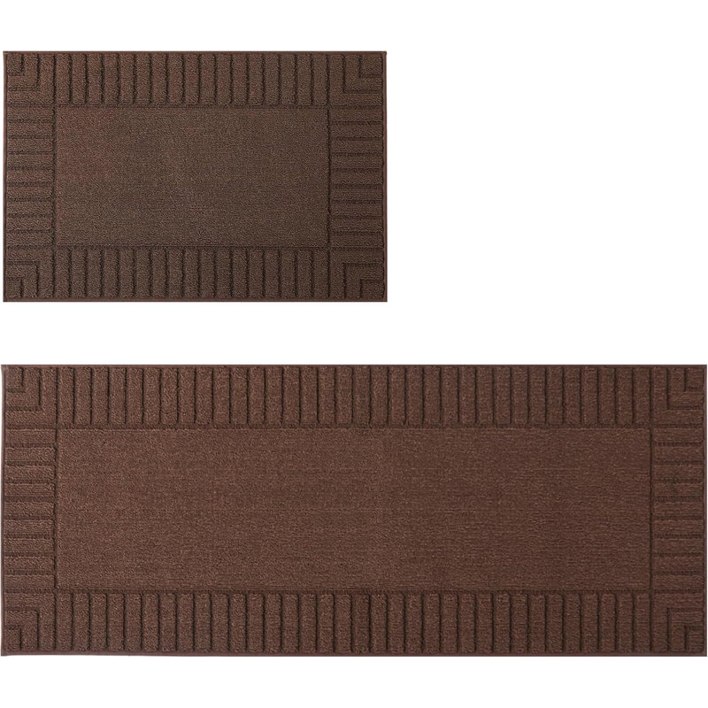 Kitchen Rugs,Set Of 2 60X89cm+60X152cm, Brown