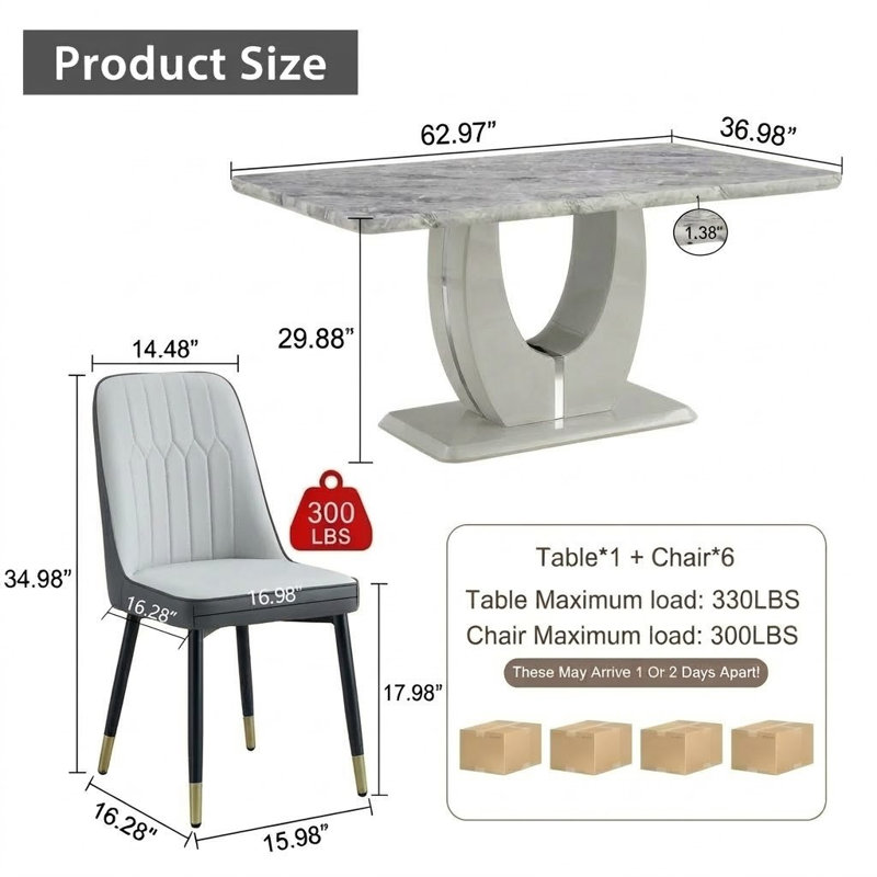 Rectangular 62.99'' L X 35.43'' W Dining Table Set, Gray, White/Dark Gray